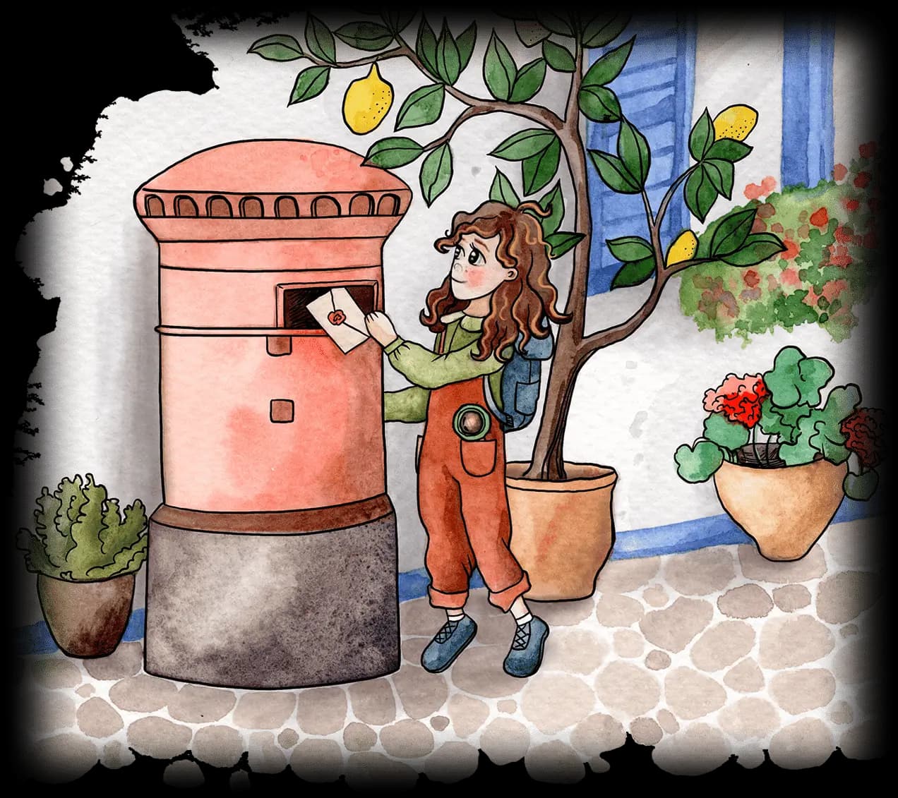 Gina posting a letter in a mailbox